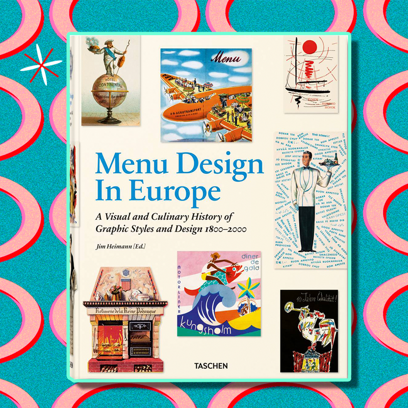 A book with the title “Menu Design in Europe”