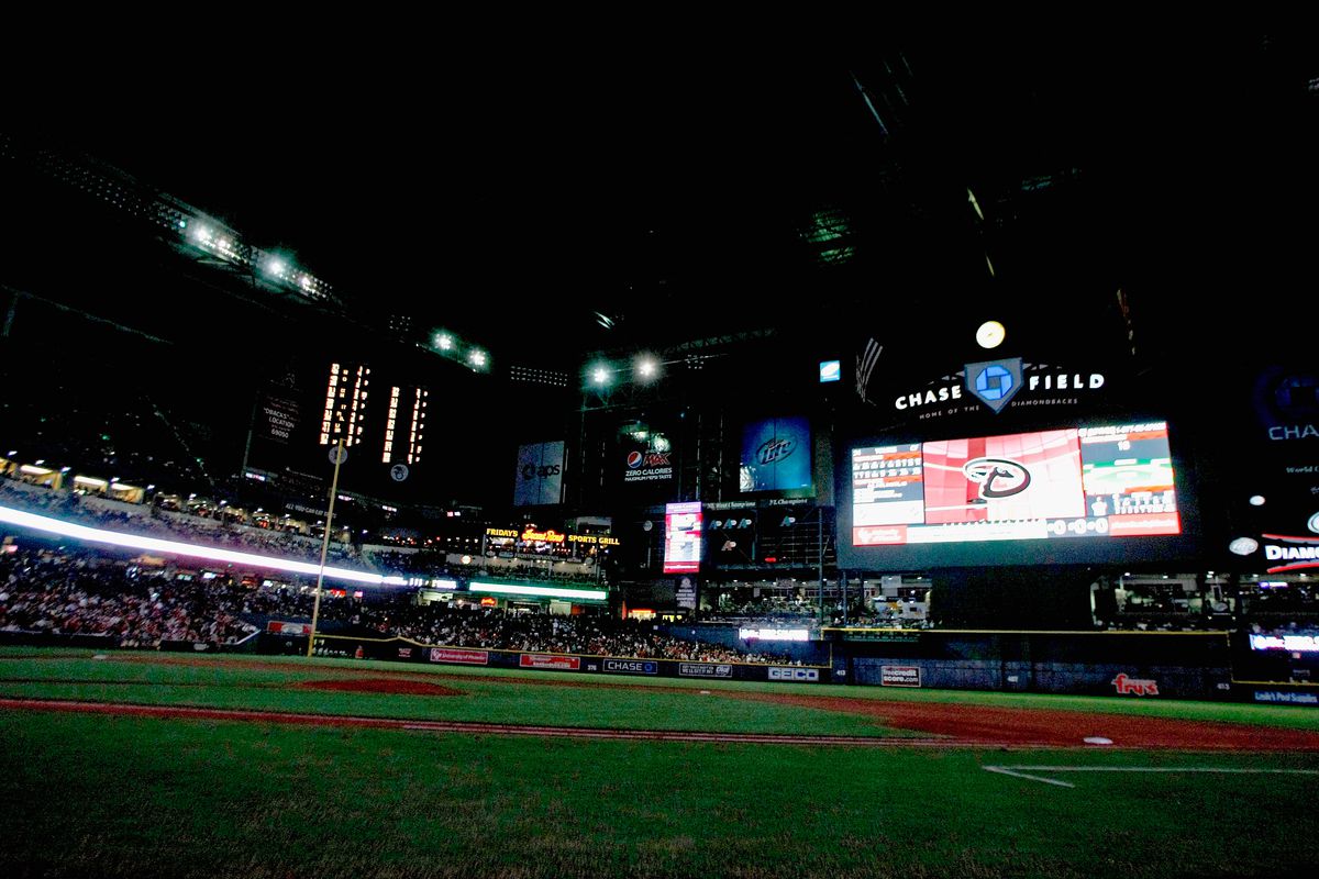 A picture of the interior of Chase Field during a power outage