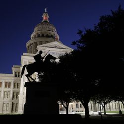 In this Monday, Aug. 21, 2017, photo, the Terry's Texas Rangers cavalry monument, a regiment of Texas volunteers for the Confederate States Army assembled by Colonel Benjamin Franklin Terry in August 1861, stands tall in front of the Texas State Capitol in Austin, Texas. The Civil War lessons taught to American students often depend on where the classroom is, with schools presenting accounts of the conflict that vary from state to state and even district to district.