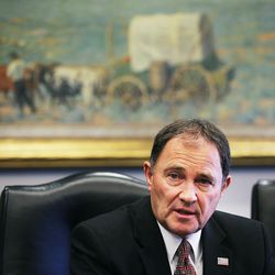 Gov. Gary Herbert answers questions from the Deseret Media Companies Editorial Board in Salt Lake City on Monday, May 23, 2016.