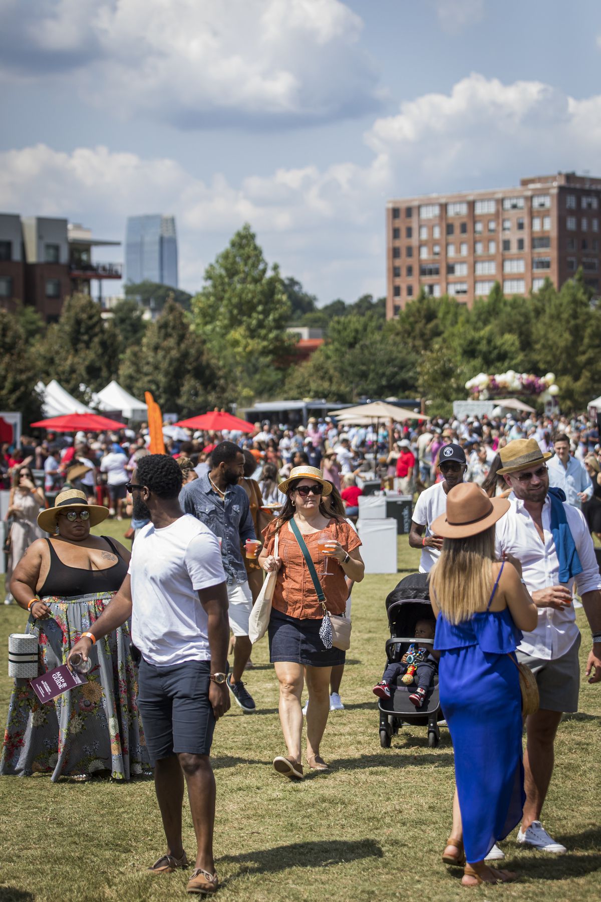 Crowds gather on a sunny day in September for the annual Atlanta Food and Wine Festival at Historic Fourth Ward Park. 