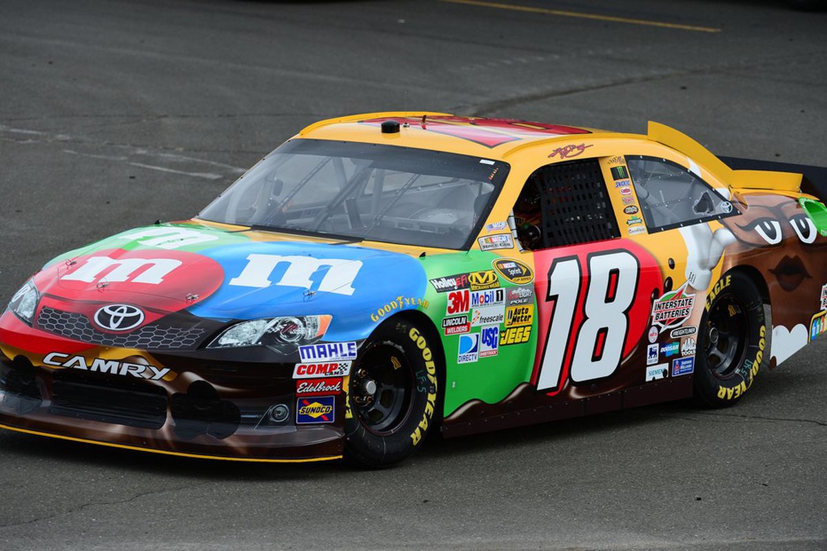 June 22, 2012; Sonoma, CA, USA; Sprint Cup Series driver Kyle Busch (18) starts during qualifying for the Toyota/Save Mart 350 at Sonoma Raceway. Mandatory Credit: Kyle Terada-US PRESSWIRE