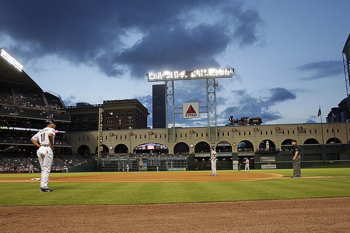 HOUSTON,TX - APRIL 30:  A general view of Minute Maid Park is seen on April 30, 2012 at Minute Maid Park in Houston, Texas. (Photo by Bob Levey/Getty Images)
