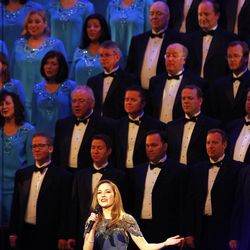 Laura Osnes performs during a performance of Christmas with the Mormon Tabernacle Choir, Orchestra on Temple Square and Bells on Temple Square at the Conference Center in Salt Lake City Thursday, Dec. 17, 2015.