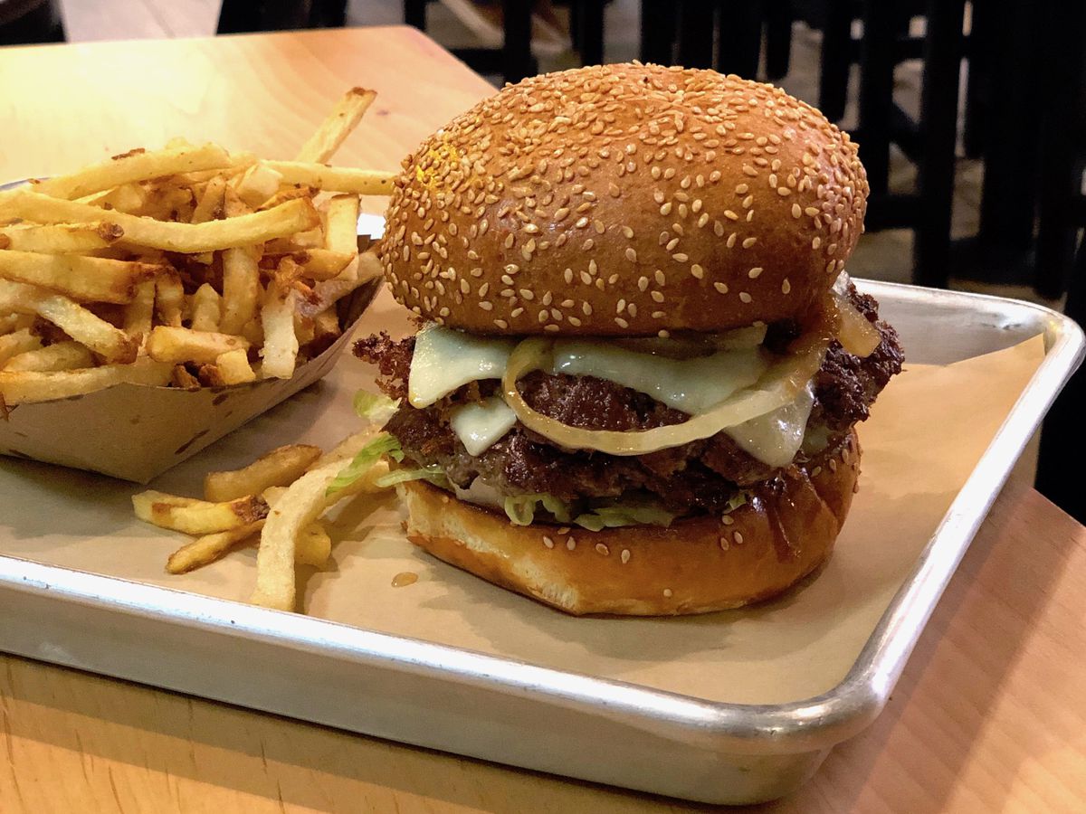 Burger and fries at Hi-Way