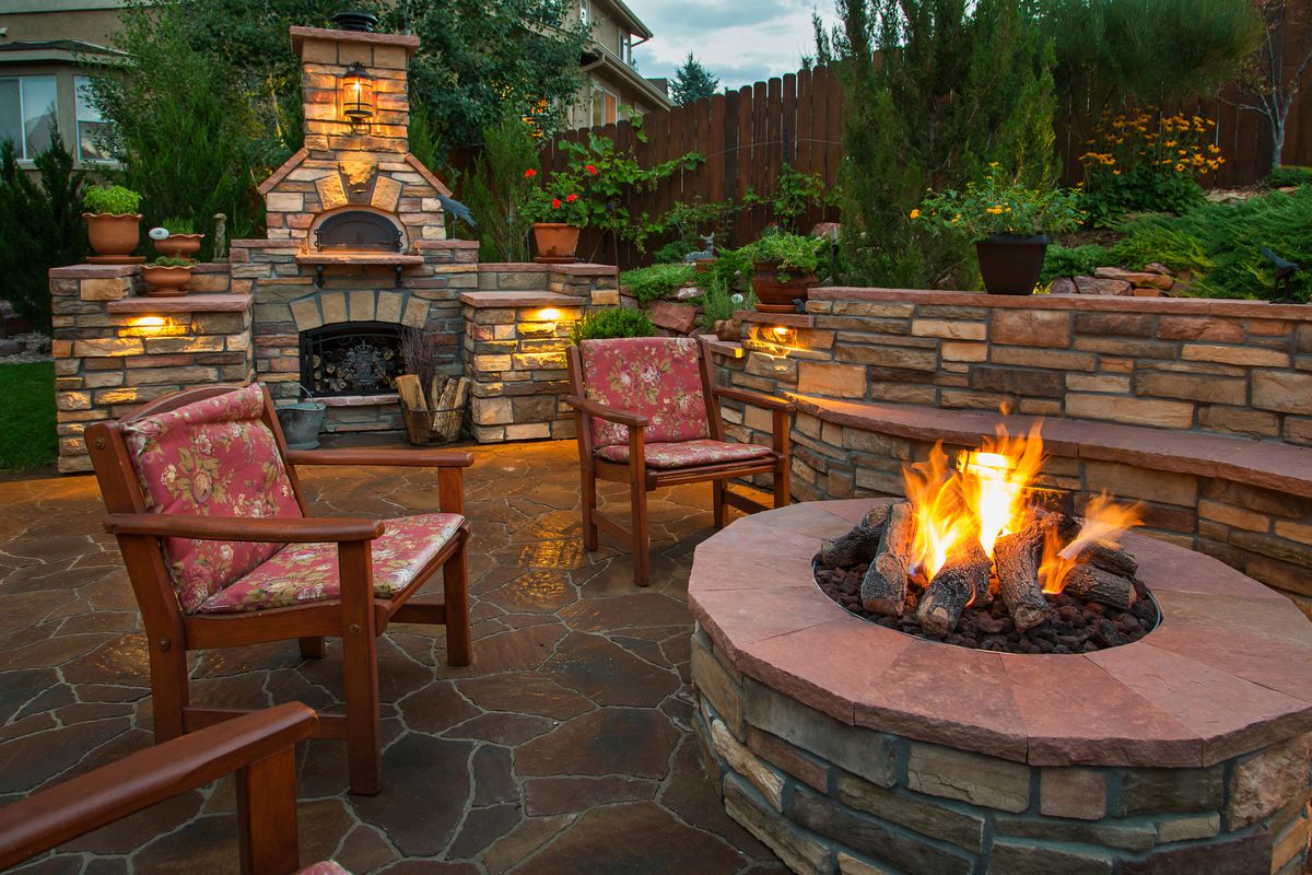 Backyard patio with firepit