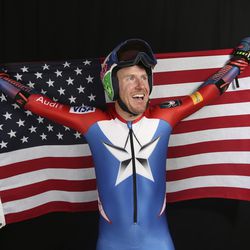 United States Olympic Winter Games alpine skier Ted Ligety poses for a portrait at the 2017 Team USA Media Summit Tuesday, Sept. 26, 2017, in Park City, Utah. (AP Photo/Rick Bowmer)