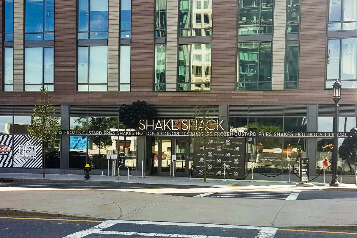 Exterior of Shake Shack in Boston’s Seaport District