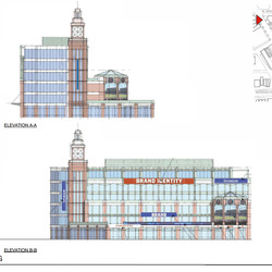 Drawing of proposed Cubs office building and location