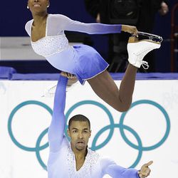 France's Vanessa James and Yannick Bonheur perform their pairs free program during the figure skating competition Monday at the Vancouver 2010 Olympics.