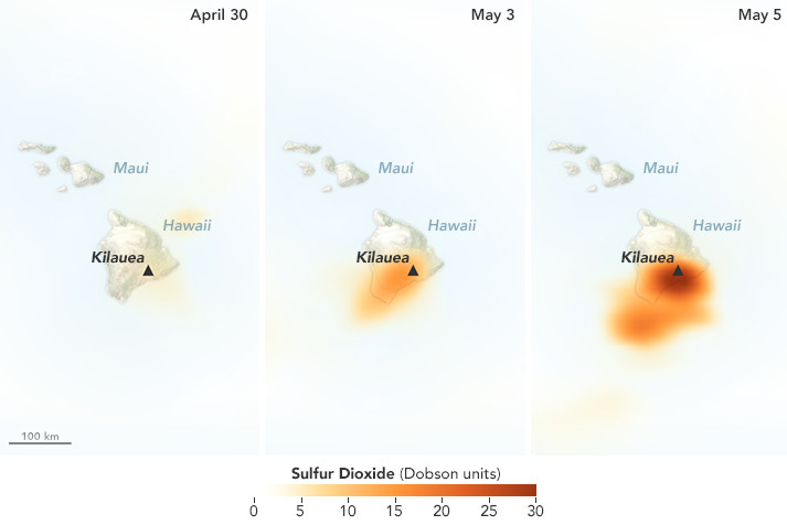 Sulfur dioxide emissions from Kilauea volcano