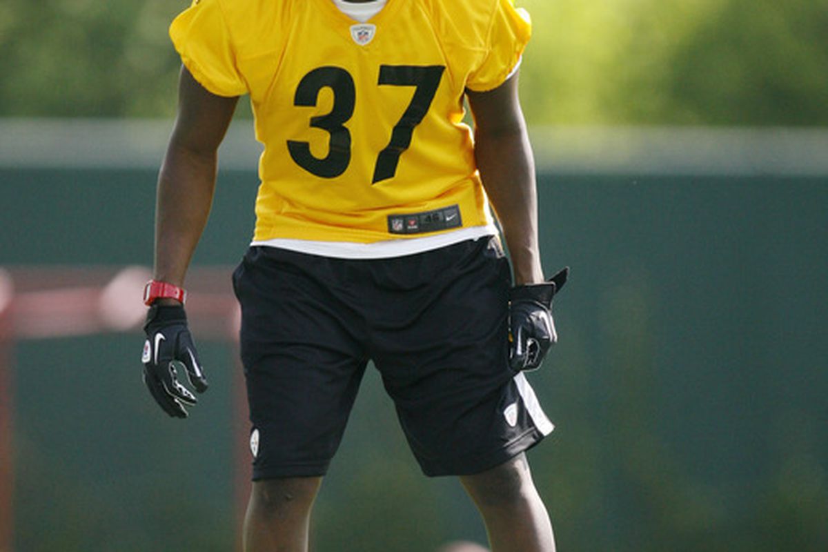 May 4, 2012; Pittsburgh, PA, USA; Pittsburgh Steelers seventh round draft pick cornerback Terrence Fredrick (37) participates in drills during rookie minicamp and orientation. Mandatory Credit: Charles LeClaire-US PRESSWIRE