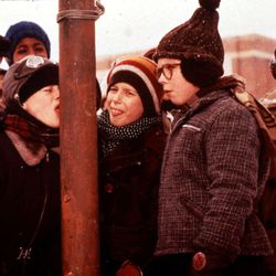 Flick (Scott Schwartz) gets his tongue stuck to a flagpole in "A Christmas Story."