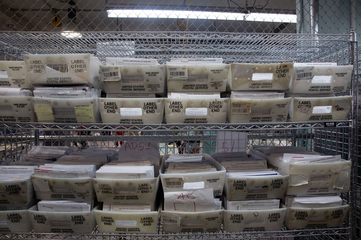 The Board of Elections stored 2020 general election absentee ballots in the a Brooklyn warehouse before being counted. Nov. 10, 2020.