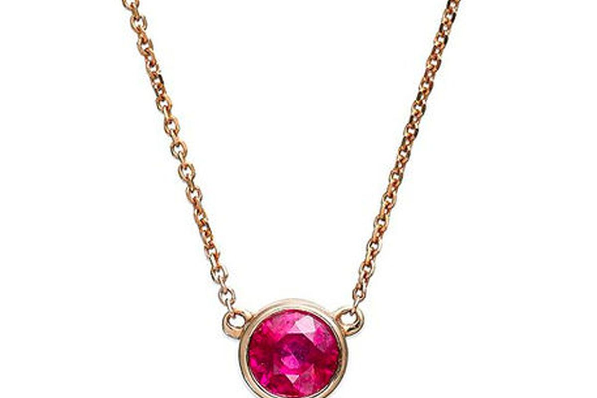 Macy's 10k rose gold necklace, ruby bezel-set pendant, <a href="http://www1.macys.com/shop/product/10k-rose-gold-necklace-ruby-bezel-set-pendant-1-2-ct-tw?ID=891432&amp;CategoryID=9569#fn=sp%3D1%26spc%3D175%26kws%3Dred%20ruby%26slotId%3D24">$198.40<