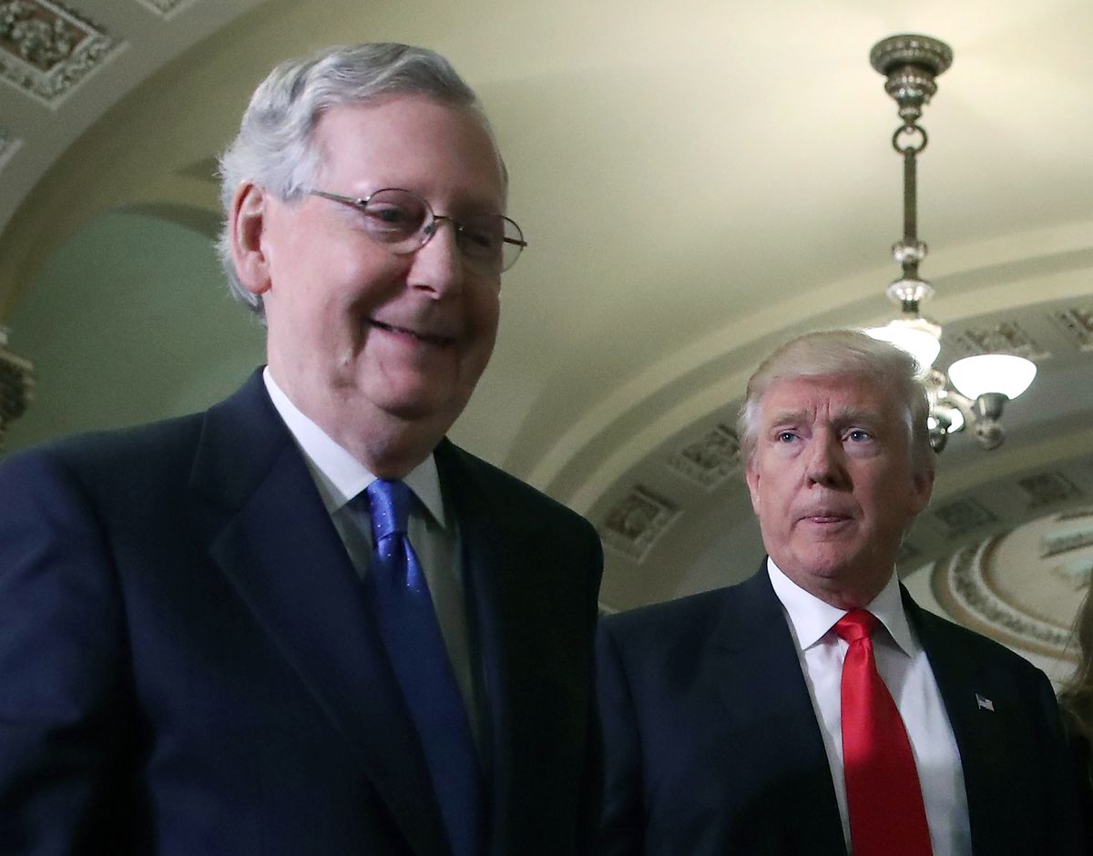 Mitch McConnell Meets With Trump And Pence On Capitol Hill