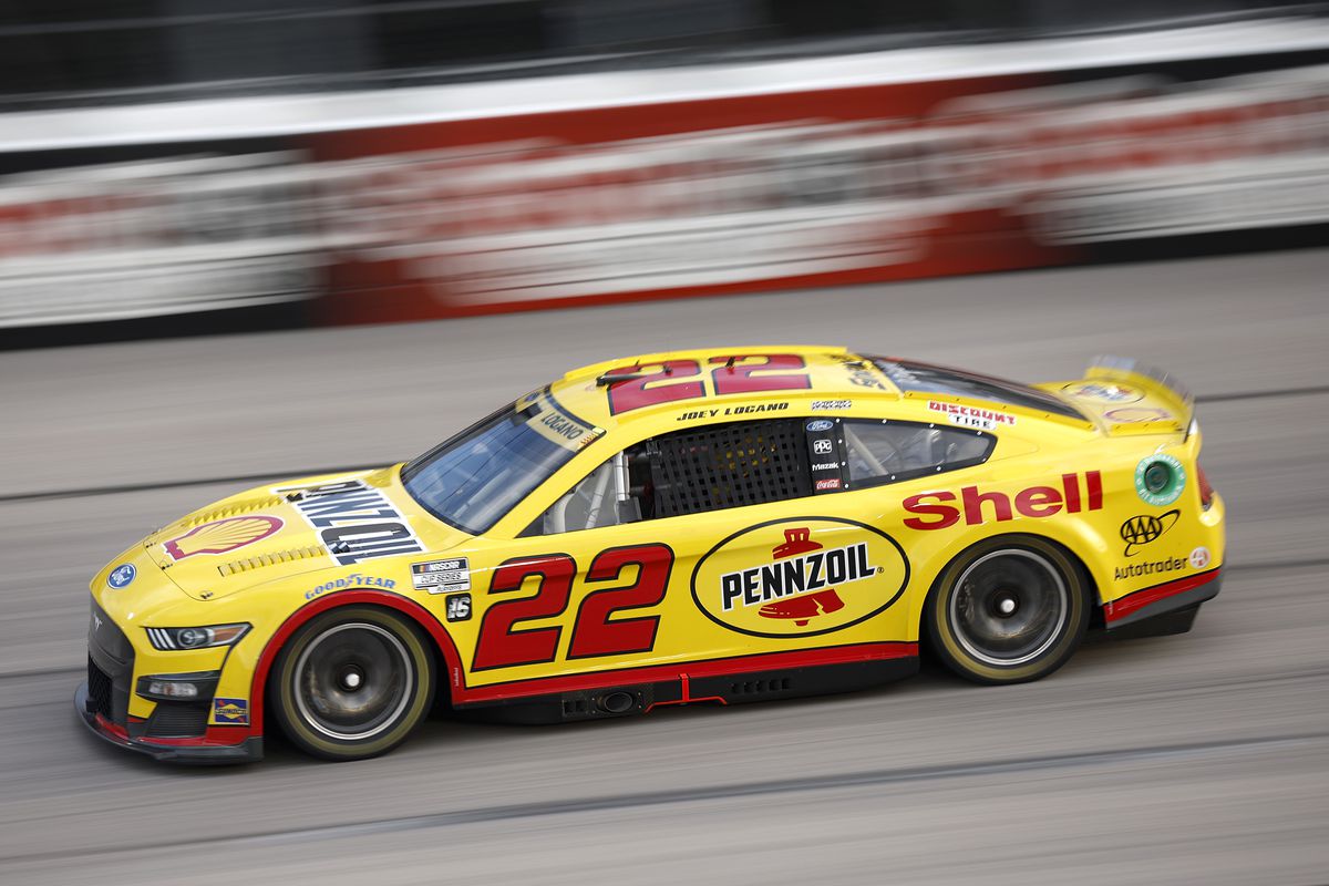 Joey Logano, driver of the #22 Shell Pennzoil Ford, drives during the NASCAR Cup Series Cook Out Southern 500 at Darlington Raceway on September 04, 2022 in Darlington, South Carolina.