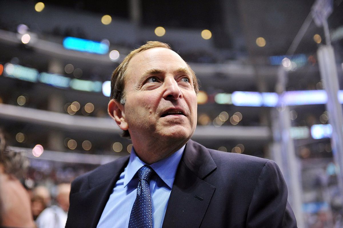 We chose this particular photo of NHL Commissioner Gary Bettman because he's looking up and we'll take any signs of positivity we can get. Mandatory Credit: Gary A. Vasquez-US PRESSWIRE