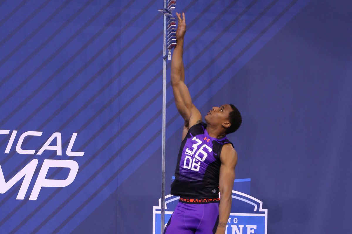 Marcus Peters with a 37.5" vertical jump