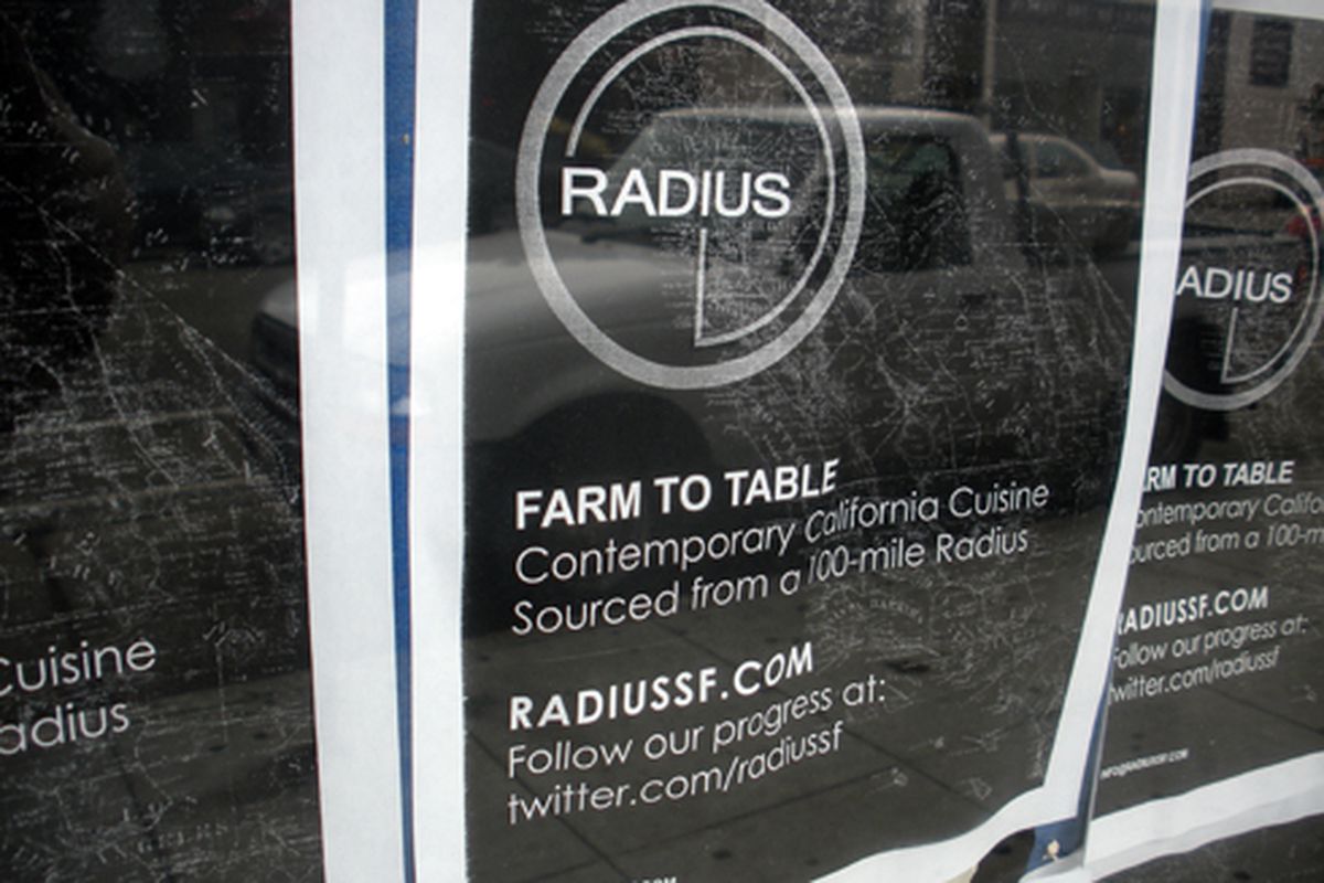 Signs advertising Radius' opening. 