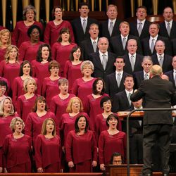 The Mormon Tabernacle Choir sings at the morning session of the 183rd Semiannual General Conference of the Church of Jesus Christ of Latter-day Saints Sunday, Oct. 6, 2013, in Salt Lake City.