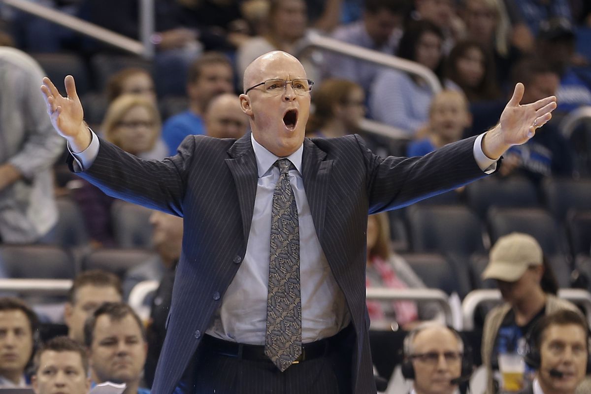 Orlando Magic head coach Scott Skiles yells to a referee during the second half during the January 9 game against the Washington Wizards.
