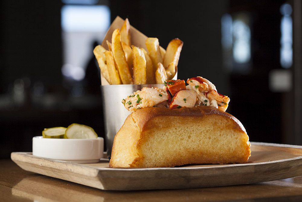 Lobster roll with fries