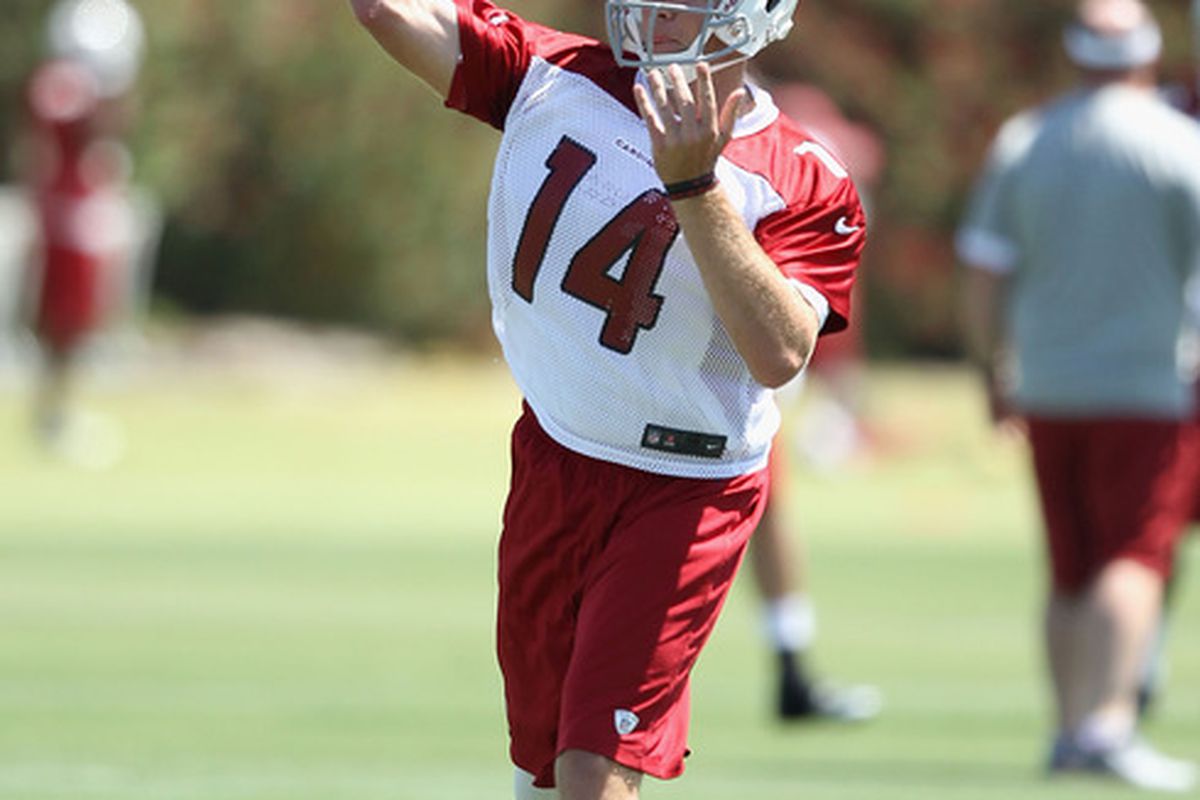 TEMPE, AZ - MAY 11:  Quarterback Ryan Lindley #14 of the Arizona Cardinals practices in the minicamp at the team's training center facility on May 11, 2012 in Tempe, Arizona.  (Photo by Christian Petersen/Getty Images)