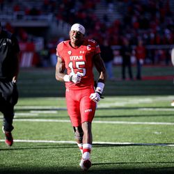Utah Utes defensive back Dominique Hatfield (15) screams in frustration while walking off the field after a Utah loss to the Oregon Ducks at Rice Eccles Stadium in Salt Lake City on Saturday, Nov. 19, 2016