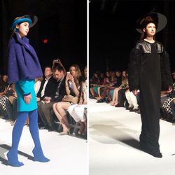 The San Francisco-based designer sent models sporting colorful nubby capelets and tights-covered wedge heels.