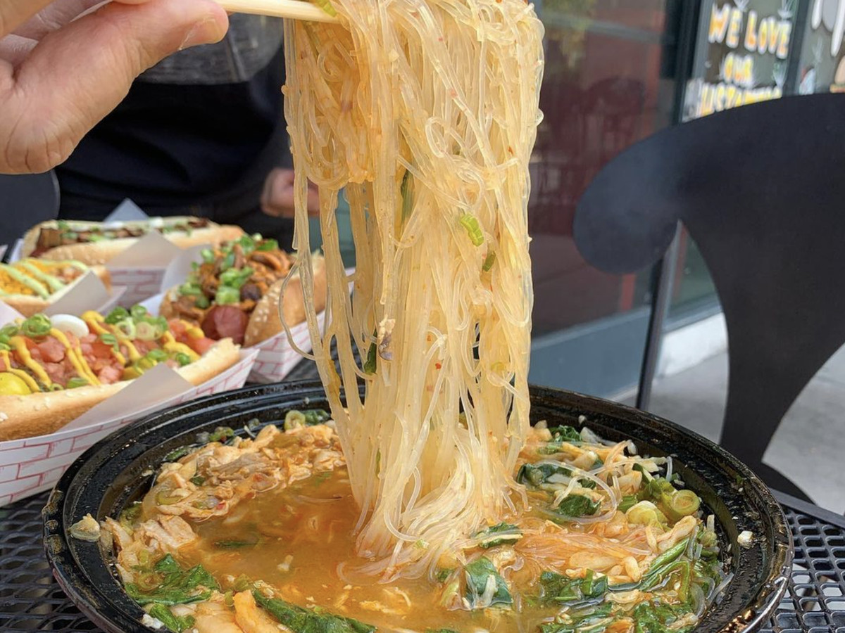 Hot noodle soup.