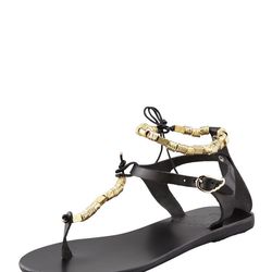 Ancient Greek Sandals' <b>Chrysso</b> beaded thong, $270 at <a href="http://www.bergdorfgoodman.com/p/Ancient-Greek-Sandals-Chrysso-Beaded-Thong-Sandal-Black/prod86810033/">Neiman Marcus</a>