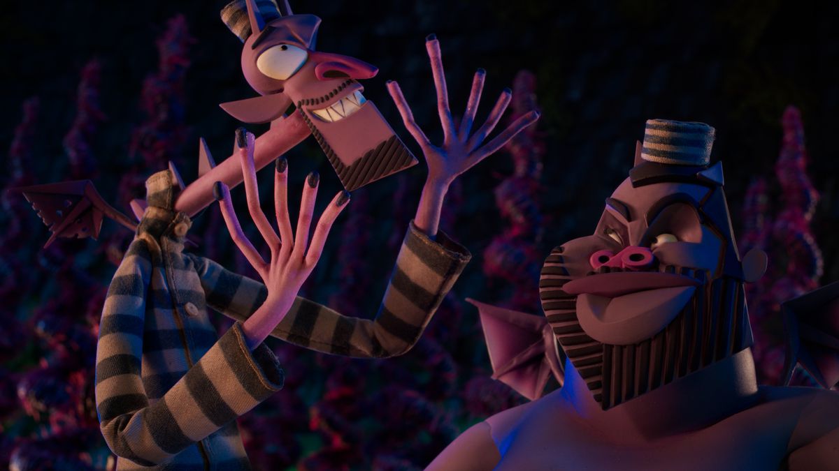 Animated demons Wendell (Keegan-Michael Key) and Wild (Jordan Peele) make exaggerated faces in a scene from Henry Selick’s Wendell and Wild