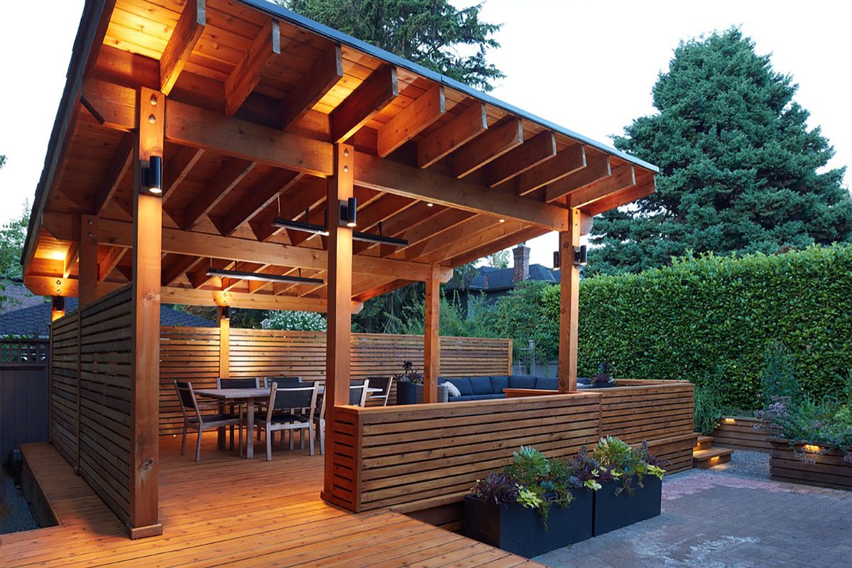 Real Cedar pergola and dining space