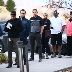 Voters in Herriman line up early at Unified Fire Authority Rosecrest fire station 123 on Tuesday, Nov. 8, 2016.