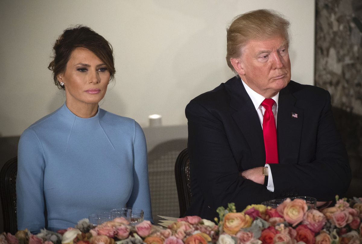 President Donald Trump and First Lady Melania Trump attend the Inaugural Luncheon at the US Capitol.