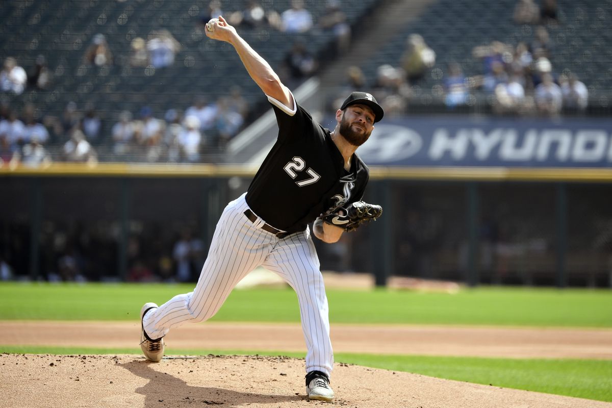 Lucas Giolito of the Chicago White Sox pitches against the Kansas City Royals at Guaranteed Rate Field on Thursday, September 12, 2019 in Chicago, Chicago.