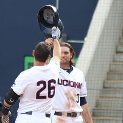 The Houston Cougars take on the UConn Huskies baseball team at Dunkin Donuts Park in Hartford, CT on May 11, 2018.