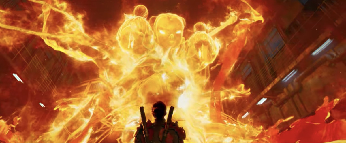 Li Yunxiang confronts his three-headed, six-armed fiery Nezha avatar in New Gods: Nezha Reborn