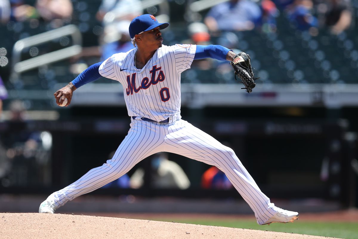 New York Mets starting pitcher Marcus Stroman (0) pitches against the Colorado Rockies during the second inning at Citi Field