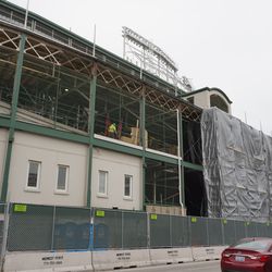 The south side of Wrigley Field, along Addison Street