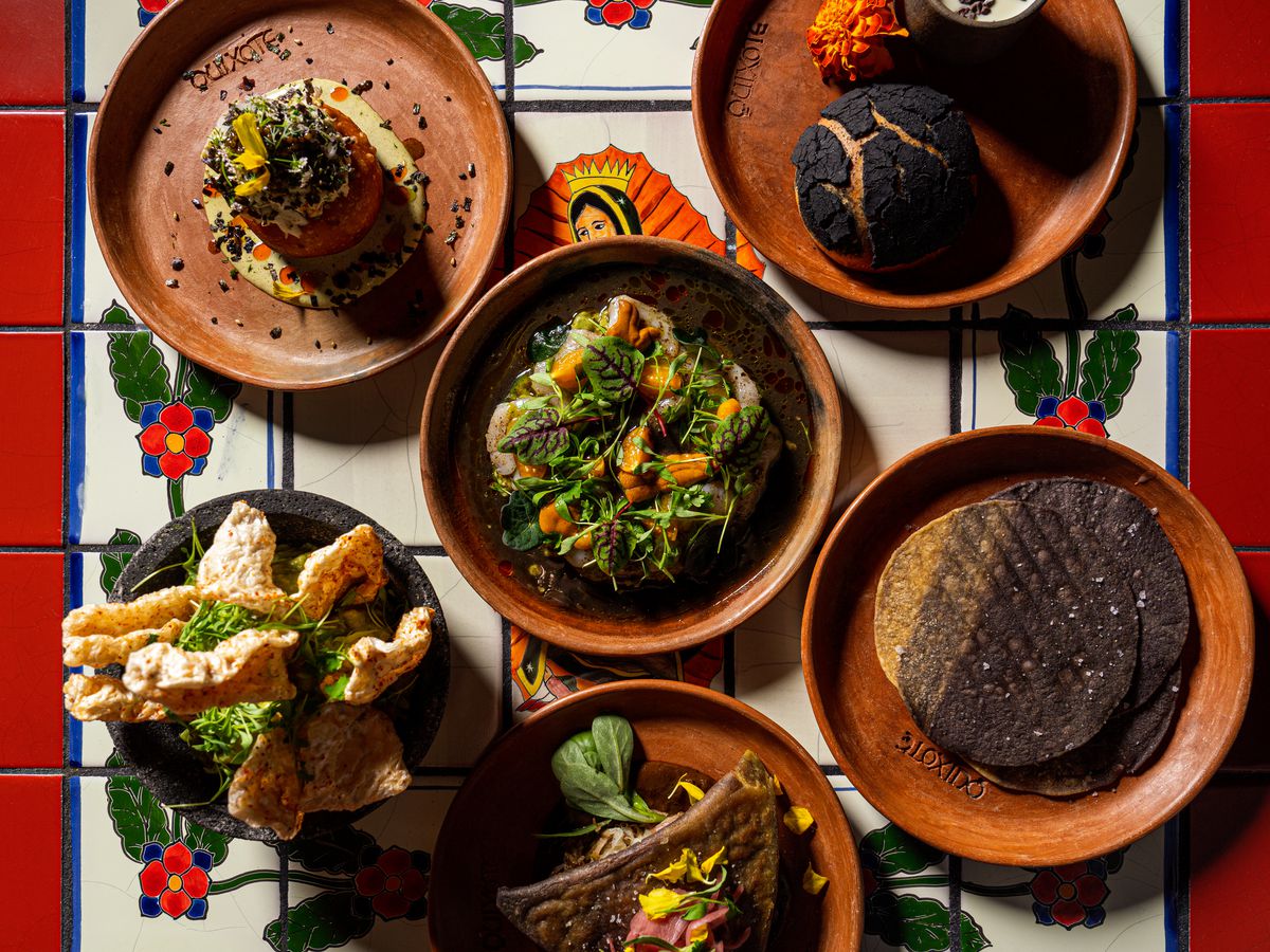 An array of Mexican dishes at Quixote at the Lafayette Hotel.