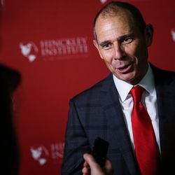 John Curtis talks to reporters after the Republican debate for the 3rd Congressional District race at the Utah Valley Convention Center in Provo on Friday, July 28, 2017.