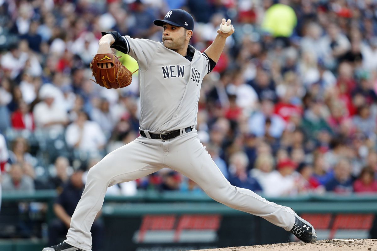 Jaime Garcia made his Yankees debut on Friday night against the Indians at Progressive Field in Cleveland.