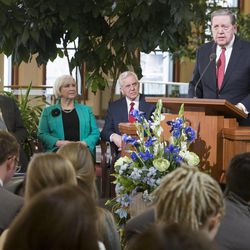 Elder Jeffrey R. Holland, of the Quorum of the Twelve Apostles, speaks at a news conference Tuesday, Jan. 27, 2015, inside the Conference Center in Salt Lake City, as LDS leaders reemphasize support for LGBT nondiscrimination laws that protect religious freedoms.