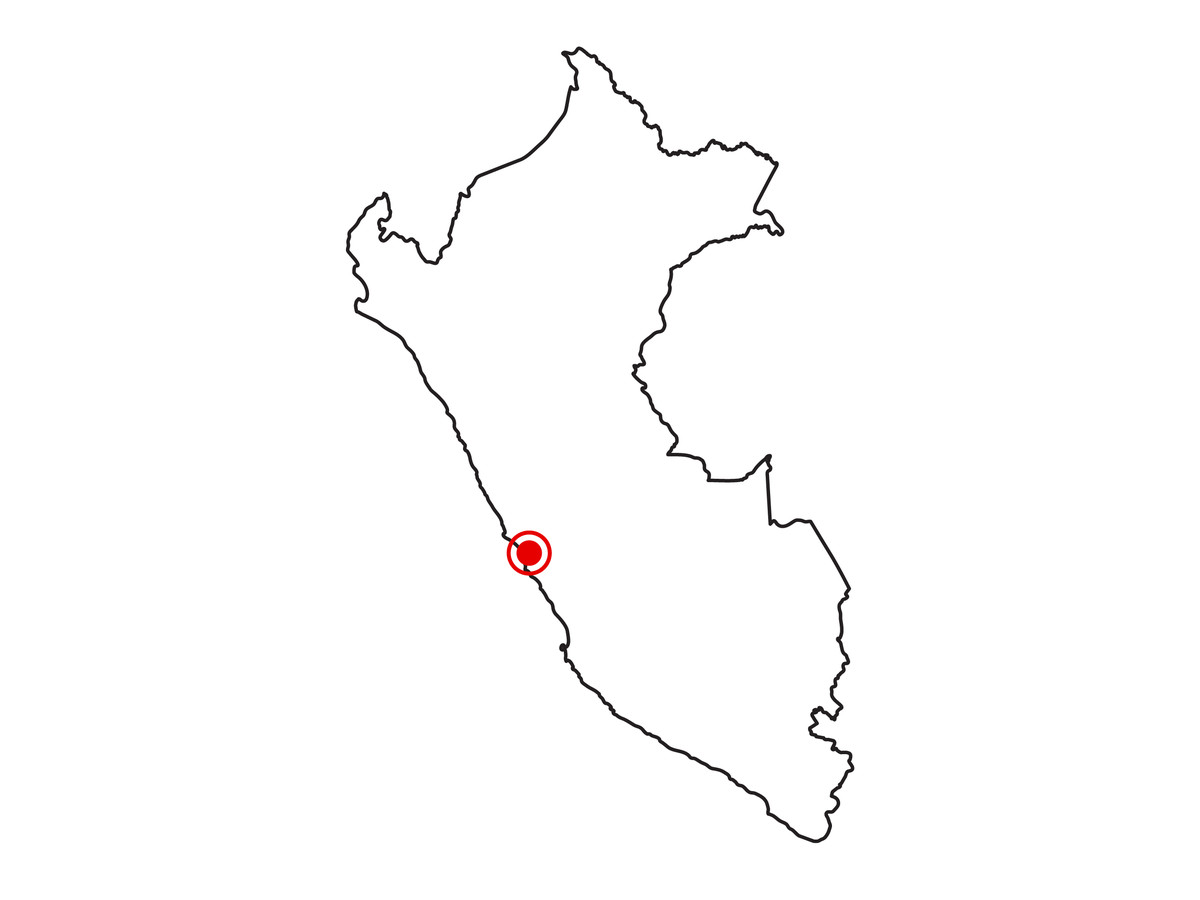 A map of Peru with a red dot indicating Lima. 