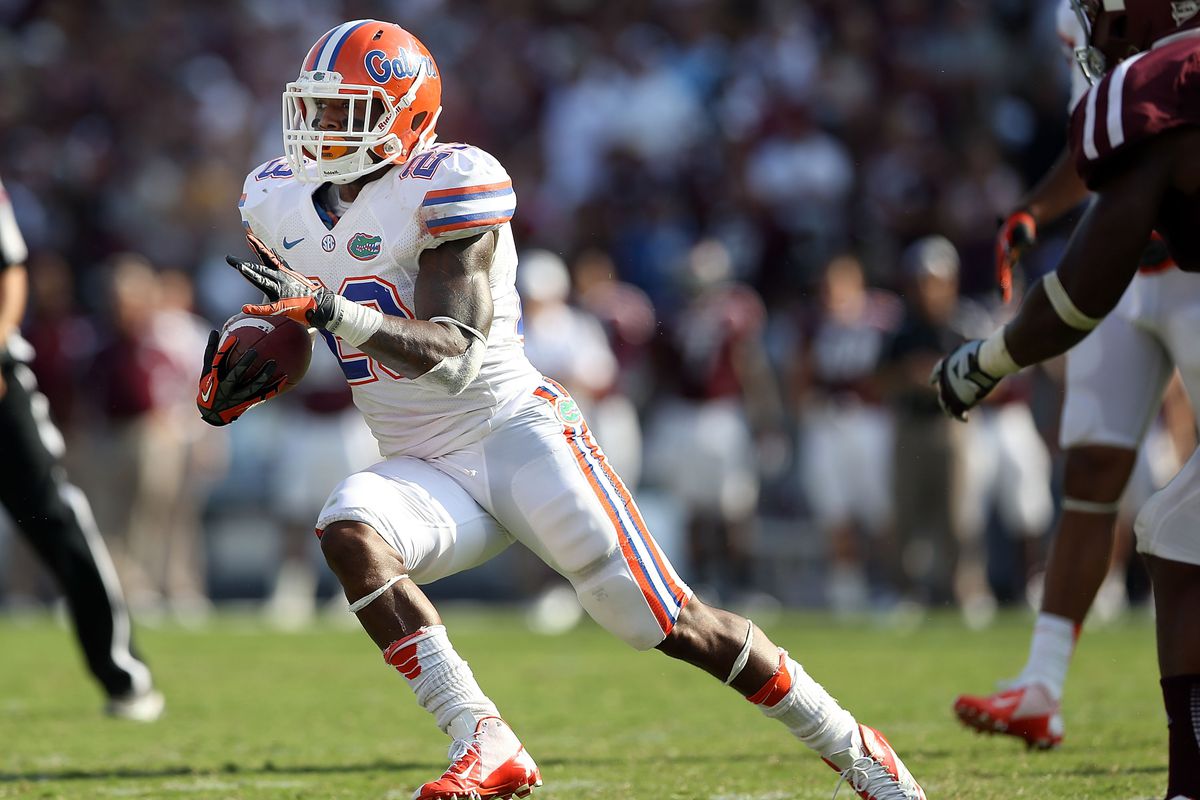 Mike Gillislee is off to a fantastic start for the Gators whose annual match up with Tennessee is one of the best games of the weekend (Photo by Ronald Martinez/Getty Images)