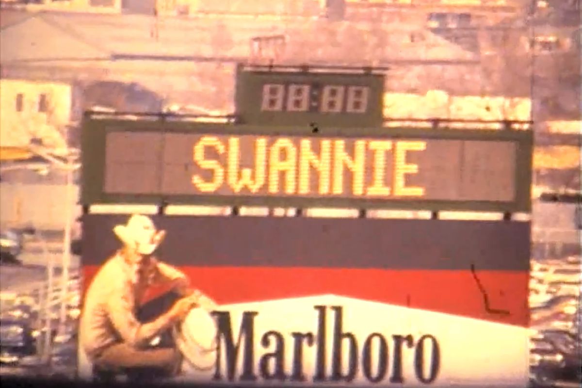 The Shea Stadium scoreboard announcing Craig Swan on Opening Day 1980.