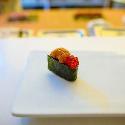 [Uni and salmon roe from 1 or 8. By <a href="http://www.flickr.com/photos/jmoranmoya/10069372186/in/pool-eater">jmoranmoya</a>.]