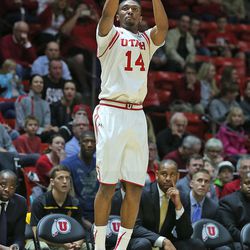 Utah's Dakarai Tucker as the University of Utah plays Arizona State University in Pac-12 men's basketball action at the Jon M. Huntsman Center in Salt Lake City, Thursday, Feb. 25, 2016.